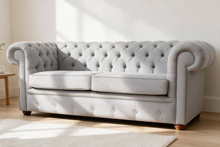 Chesterfield 2.5 Seater Settee Catania Ash Fabric Sofa Offer