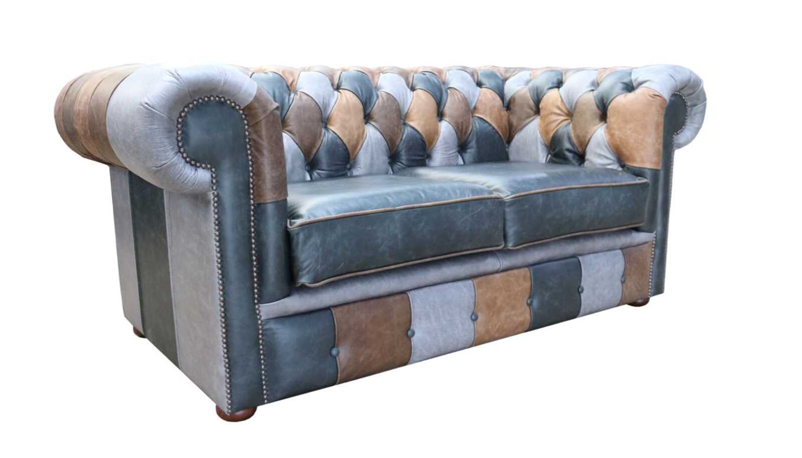 Product photograph of Chesterfield 2 Seater Vintage Patchwork Leather Cracked Wax Amp Hellip from Designer Sofas 4U