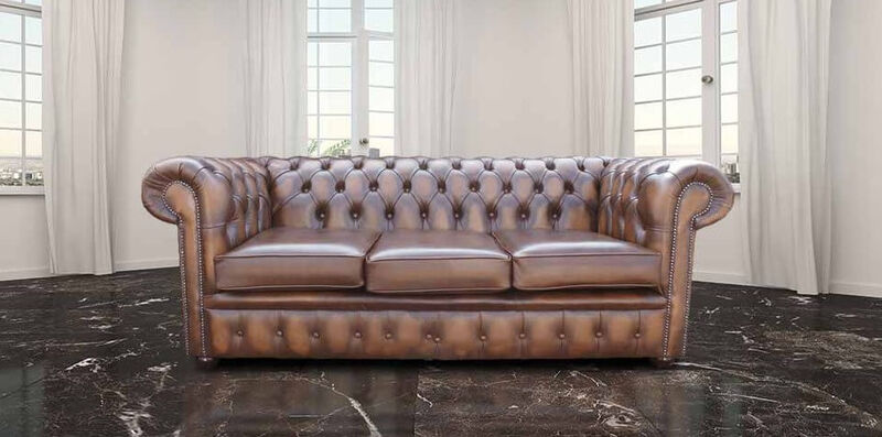 Product photograph of Chesterfield 3 Seater Antique Autumn Tan Leather Sofa Settee Offer from Designer Sofas 4U