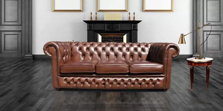 Chesterfield 3 Seater Antique Tan Leather Sofa Settee Offer DBB