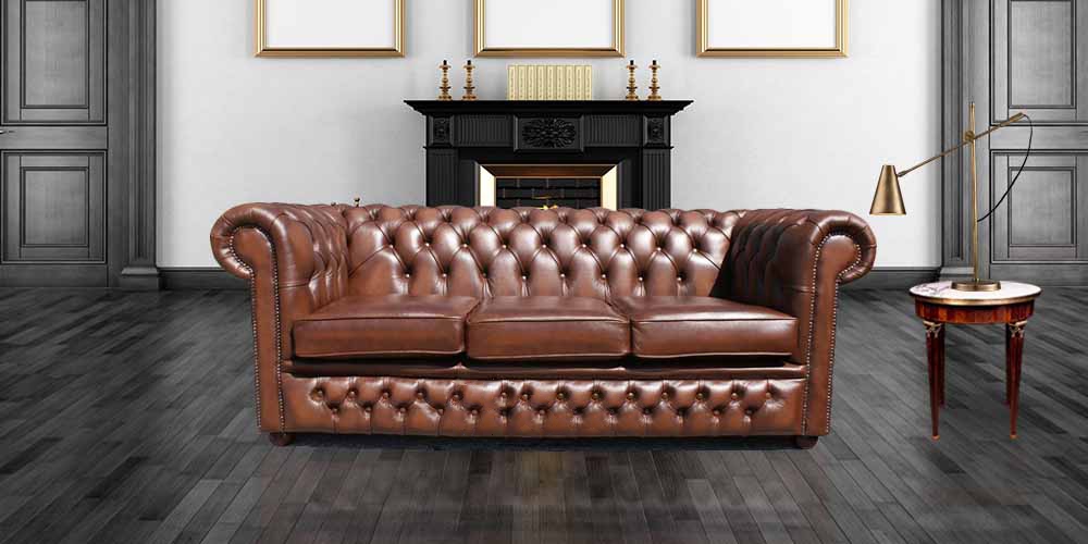 Chesterfield 3 Seater Antique Tan Leather Sofa Settee Offer