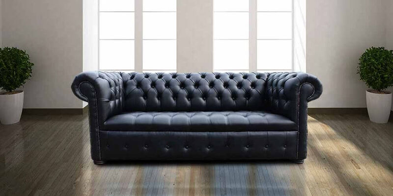 Product photograph of Chesterfield 3 Seater Buttoned Seat Black Faux Leather Sofa Offer from Designer Sofas 4U