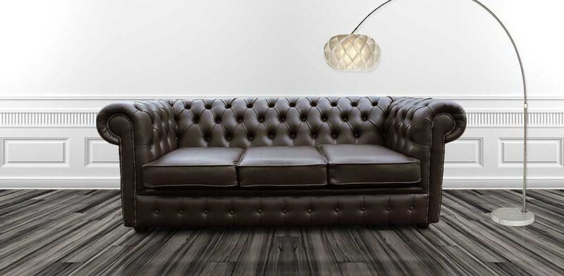 Product photograph of Chesterfield 3 Seater Espresso Brown Faux Leather Sofa Offer from Designer Sofas 4U