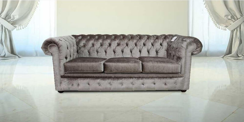 Product photograph of Chesterfield 3 Seater Settee Boutique Beige Velvet Sofa Offer from Designer Sofas 4U