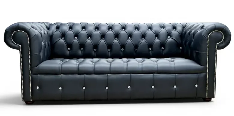 Chesterfield 3 Seater Settee CRYSTALLIZED™ Diamond Leather Sofa Offer