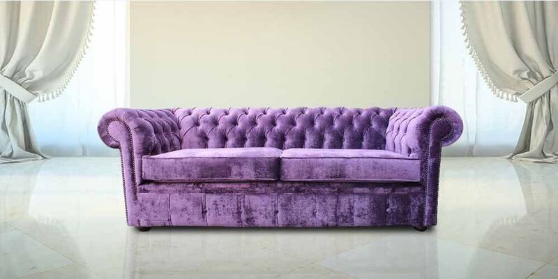 Product photograph of Chesterfield 3 Seater Settee Elegance Aubergine Fabric Sofa Offer from Designer Sofas 4U