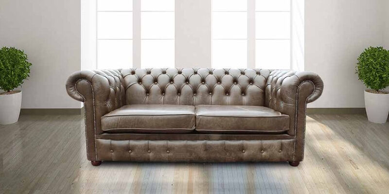 Product photograph of Chesterfield 3 Seater Settee Old English Alga Leather Sofa from Designer Sofas 4U