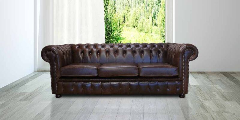Product photograph of Chesterfield 3 Seater Settee Old English Dark Brown Leather Amp Hellip from Designer Sofas 4U