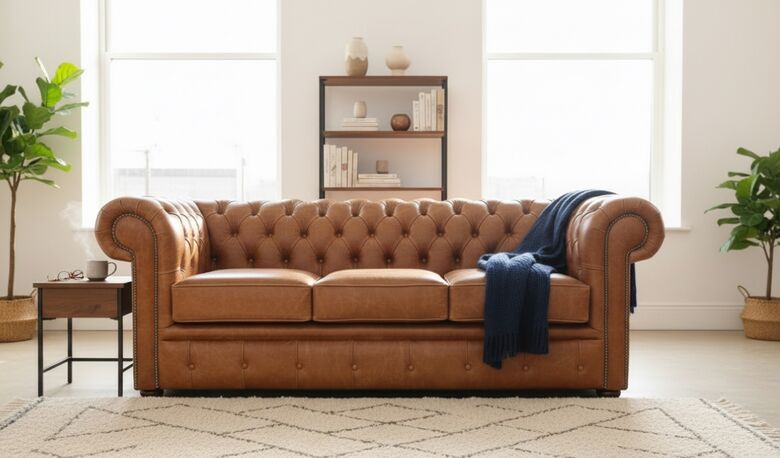 Chesterfield 3 Seater Settee Old English Malt Leather Sofa