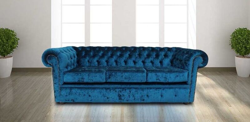 Product photograph of Chesterfield 3 Seater Settee Pastiche Petrol Velvet Sofa Offer from Designer Sofas 4U