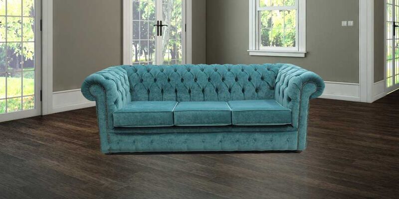 Product photograph of Chesterfield 3 Seater Settee Pimlico Teal Blue Sofa Offer from Designer Sofas 4U