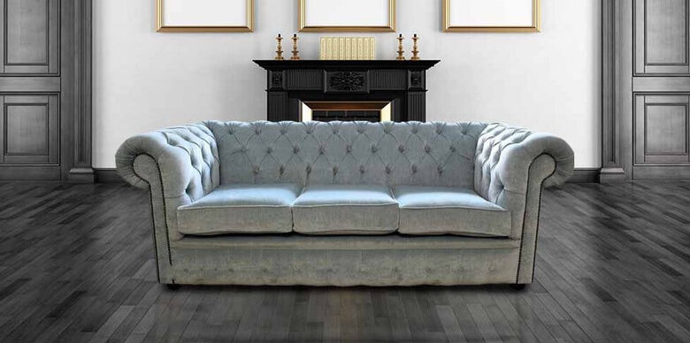 Buy Duck Egg blue Fabric Chesterfield | DesignerSofas4U