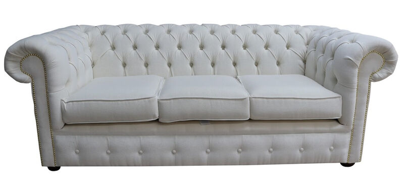 Product photograph of Chesterfield Handmade 3 Seater Pimlico Oyster Fabric Sofa Stock from Designer Sofas 4U