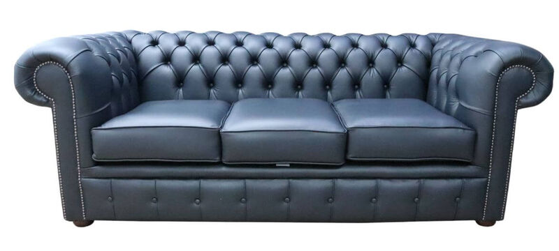 Product photograph of Chesterfield 3 Seater Sofa Settee Vele Ocean Blue Real Leather from Designer Sofas 4U