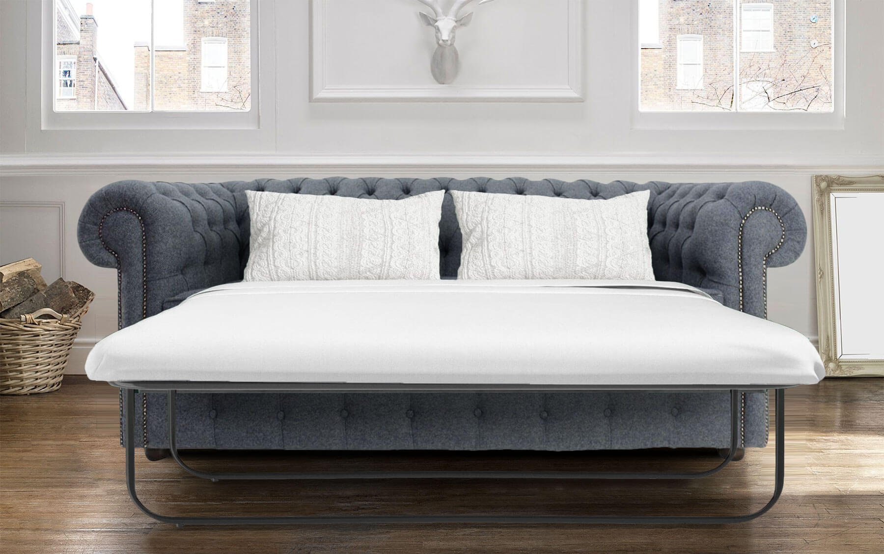Grey Chesterfield Arnold Wool 3 Seater sofa DesignerSofas4U