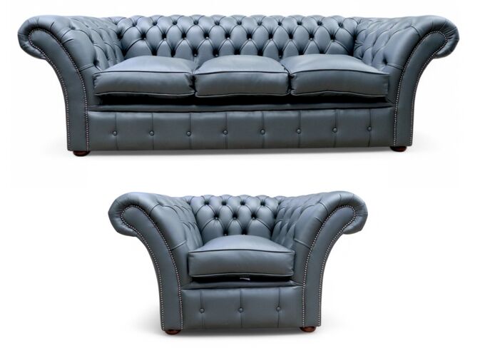 Chesterfield Balmoral 3+1 Sofa Suite Vele Charcoal Grey Leather