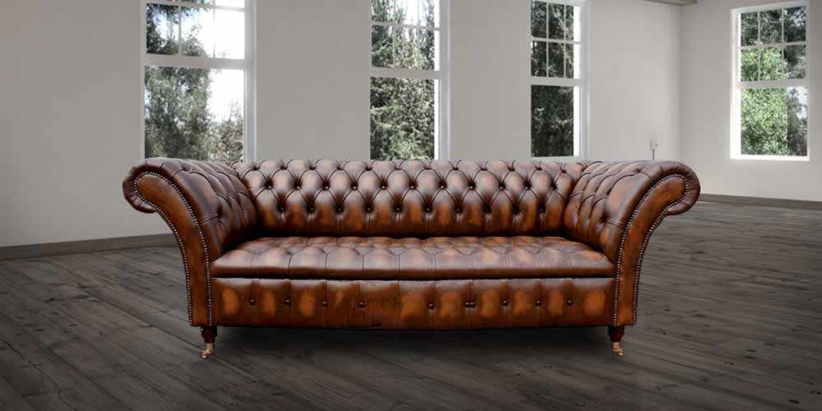 Product photograph of Chesterfield Balmoral 3 Seater Sofa Settee Button Seat Antique Tan Leather from Designer Sofas 4U