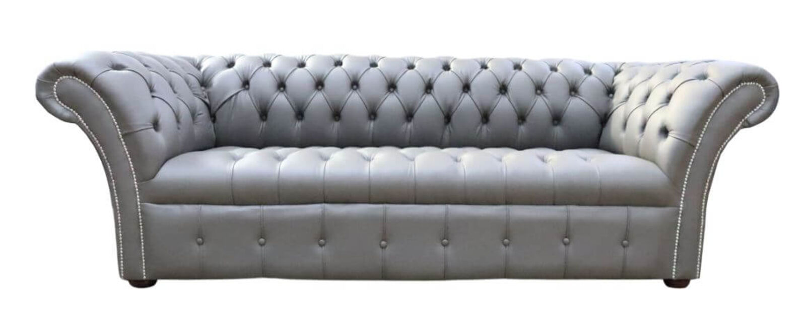 Product photograph of Chesterfield Balmoral 3 Seater Sofa Settee Buttoned Seat Silver Birch Leather from Designer Sofas 4U