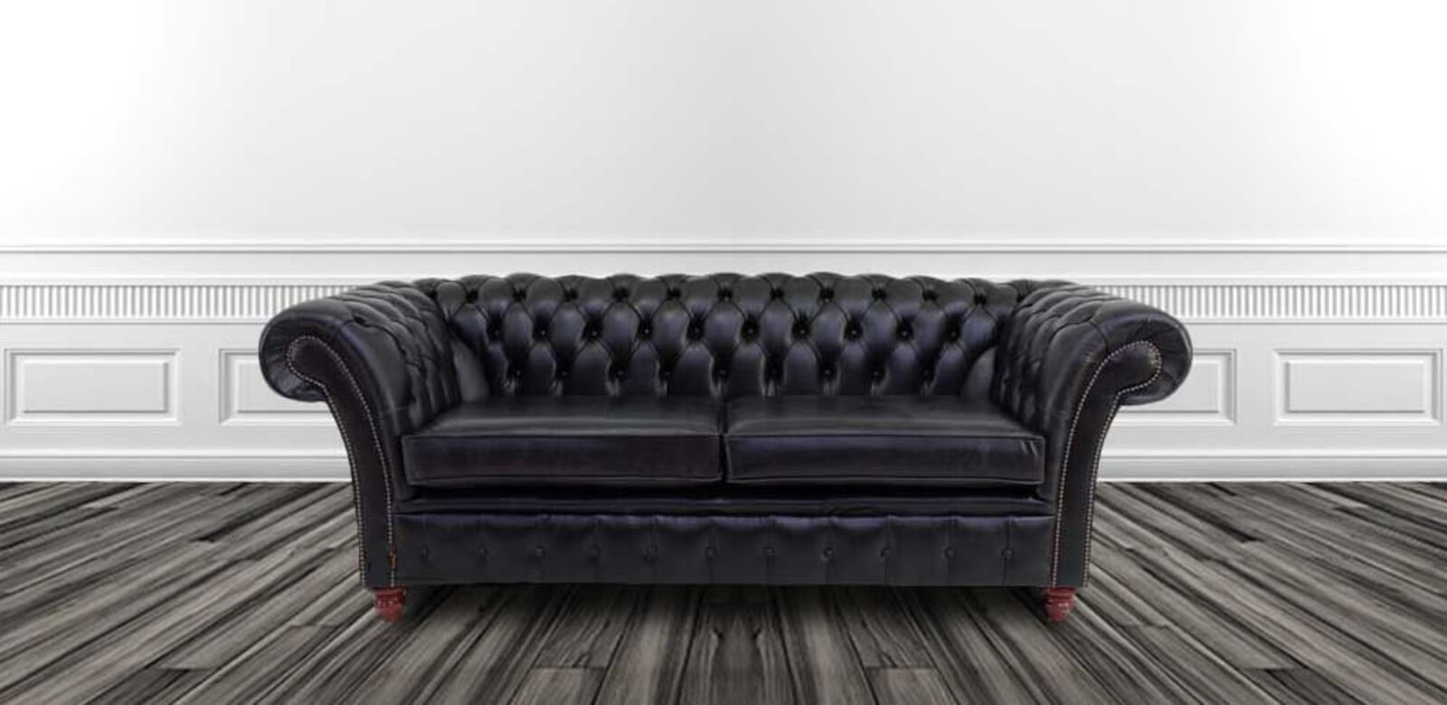 Product photograph of Chesterfield Balmoral 3 Seater Sofa Settee Old English Black Leather from Designer Sofas 4U