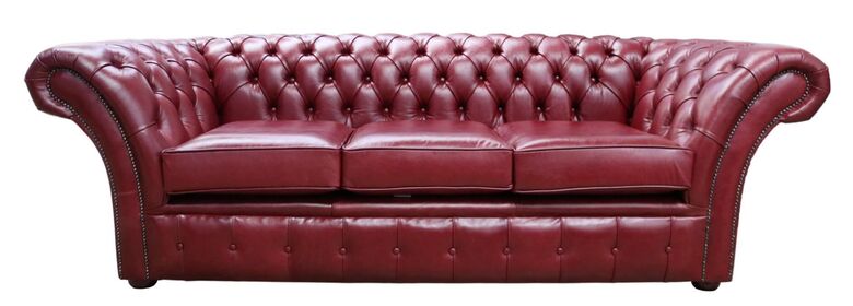 Chesterfield Balmoral 3 Seater Sofa Settee Old English Burgandy Leather