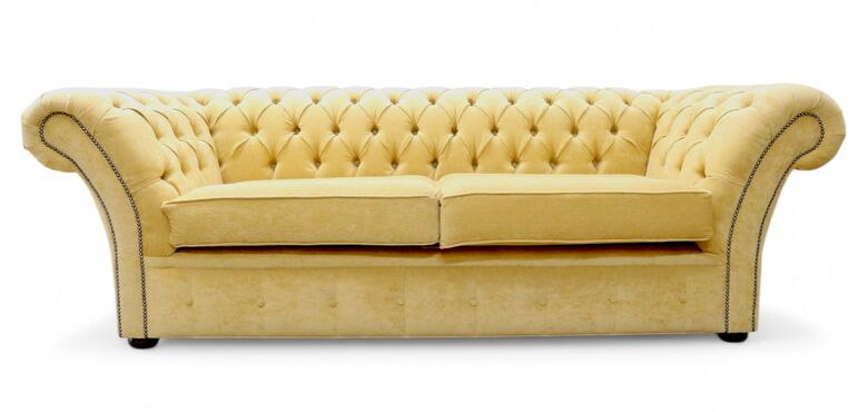 Chesterfield Balmoral 3 Seater Sofa Settee Pimlico Corn Fabric