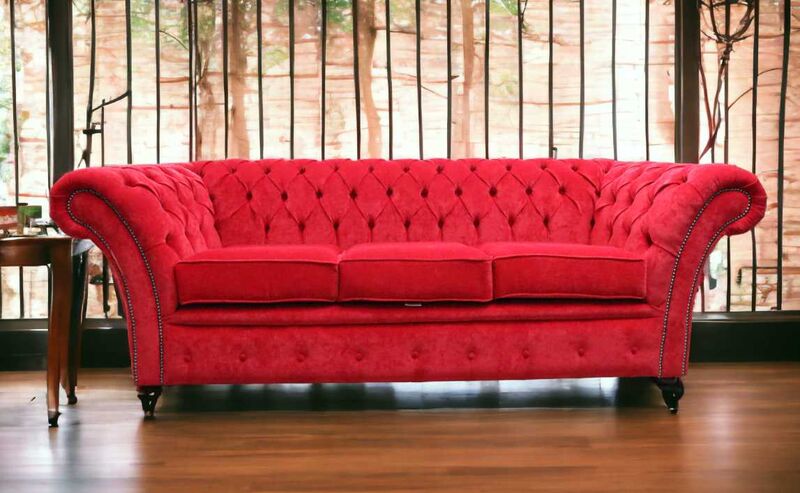 Product photograph of Chesterfield Balmoral 3 Seater Sofa Settee Pimlico Rouge Red Fabric from Designer Sofas 4U