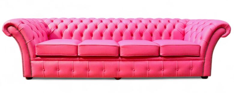 Chesterfield Balmoral 4 Seater Sofa Settee Fuchsia Pink Leather