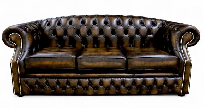 Chesterfield Buckingham 3 Seater Antique Gold Leather Sofa Offer