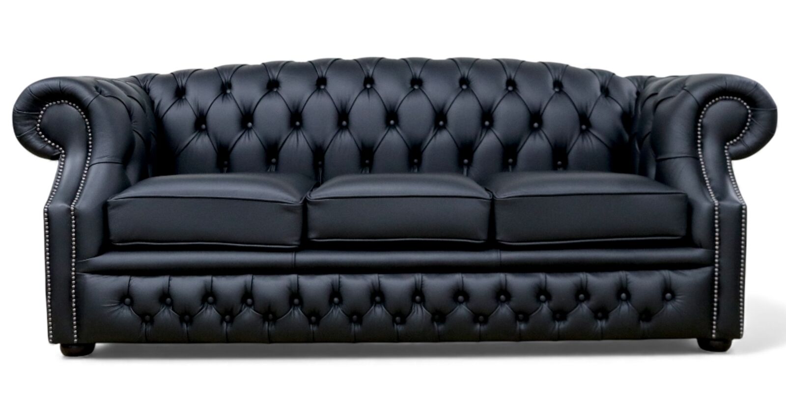 Chesterfield Buckingham 3 Seater Sofa Black Leather | DesignerSofas4U