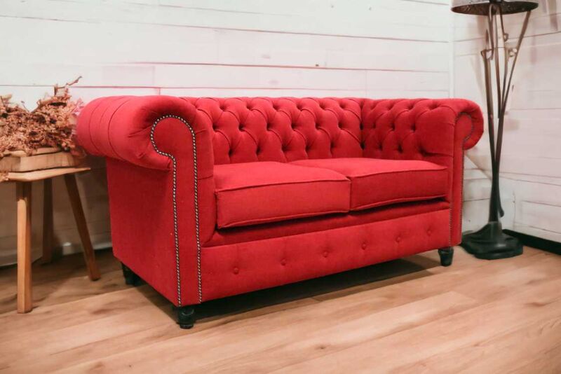 Product photograph of Chesterfield 2 Seater Cantare Cherry Easy Clean Fabric Sofa from Designer Sofas 4U