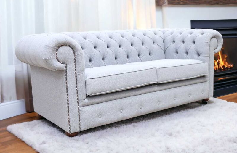 Product photograph of Chesterfield 2 5 Seater Settee Catania Ash Fabric Sofa Offer from Designer Sofas 4U