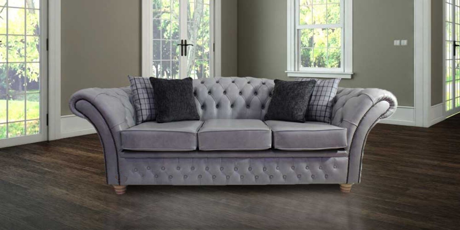 Product photograph of Chesterfield Churchill 3 Seater Sofa Settee Stella Liquorice Leather from Designer Sofas 4U