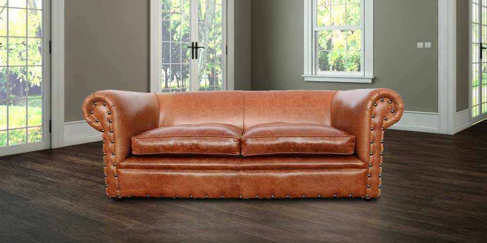 Chesterfield Decor 3 Seater Settee Sofa, Saddle Leather Furniture