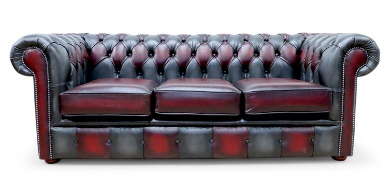 Chesterfield Devil Patchwork Leather 3 Seater Sofa Settee