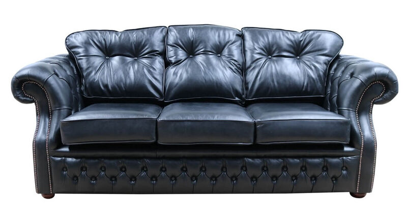 Product photograph of Chesterfield Era 3 Seater Sofa Old English Black Real Leather from Designer Sofas 4U