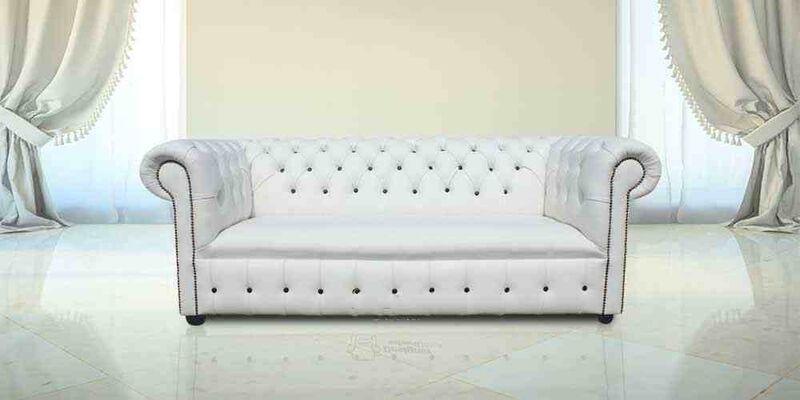 Product photograph of Chesterfield Fixed Seat Leather Sofa Offer White Leather Amp Hellip from Designer Sofas 4U