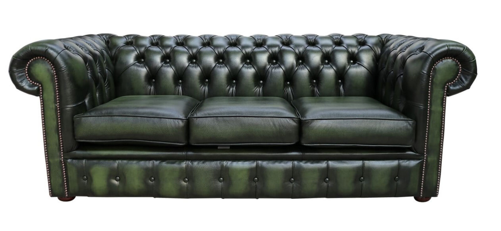 Product photograph of Chesterfield Handmade 3 Seater Antique Green Real Leather Sofa from Designer Sofas 4U