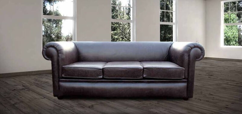 Product photograph of Chesterfield Hampton 3 Seater Settee Old English Smoke Leather Sofa from Designer Sofas 4U