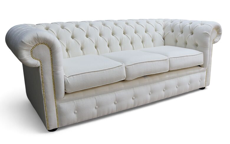 Chesterfield Handmade 3 Seater Pimlico Oyster Real Fabric Sofa