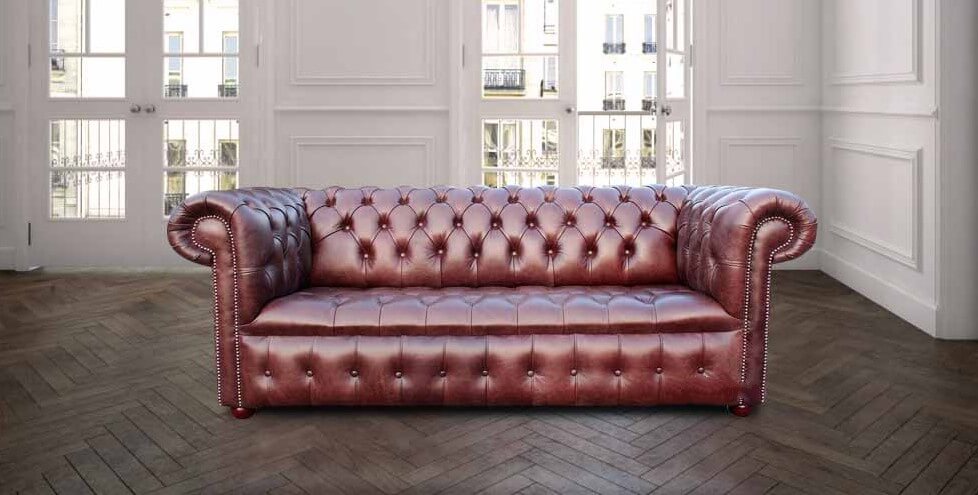 Hazel Chesterfield Kensington 3 Seater, Kensington Leather Sofa