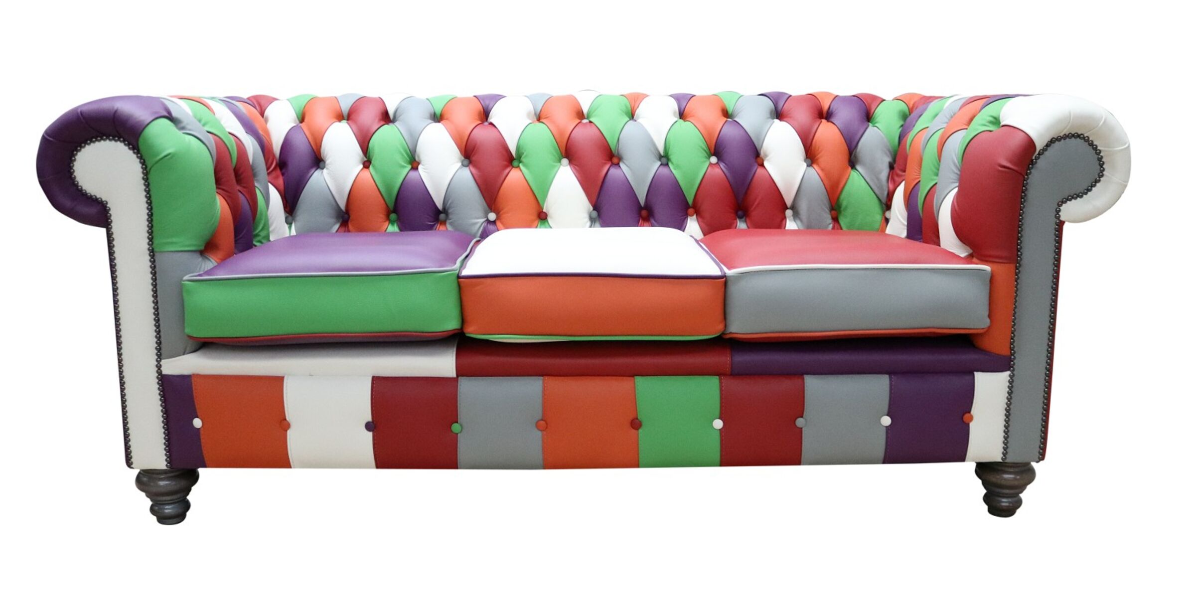 Chesterfield Patchwork Leather Sofa, Patchwork Leather Chesterfield Sofa