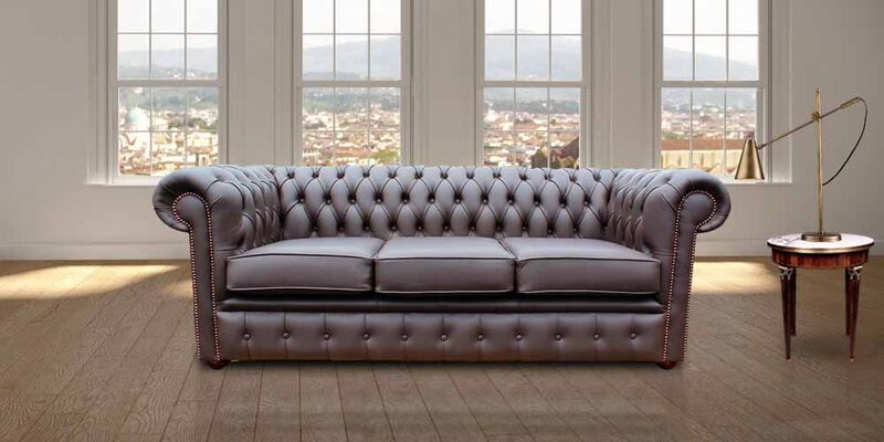 Product photograph of Chesterfield London 3 Seater Brown Leather Sofa Settee Offer from Designer Sofas 4U
