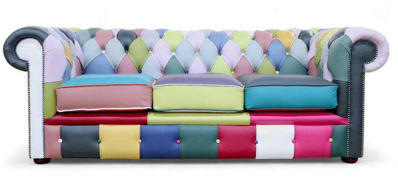 SPECIAL OFFER Chesterfield Patchwork Leather Sofa 3 Seater