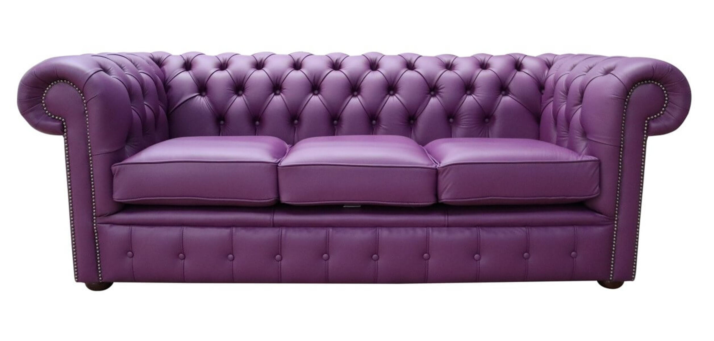 Chesterfield Purple Leather 3 Seater Sofa DesignerSofas4U