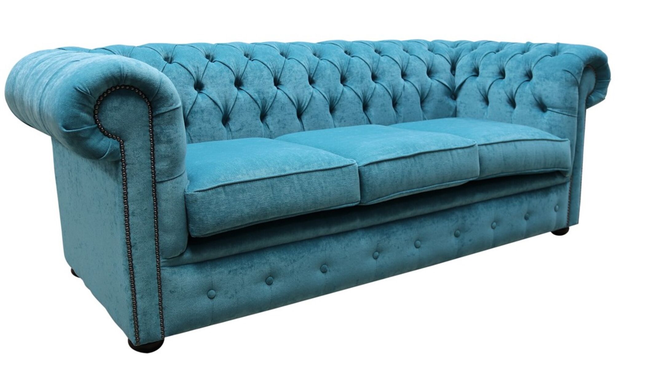 Chesterfield Teal Blue Sofa. Teal Blue velvet Chesterfield sofa
