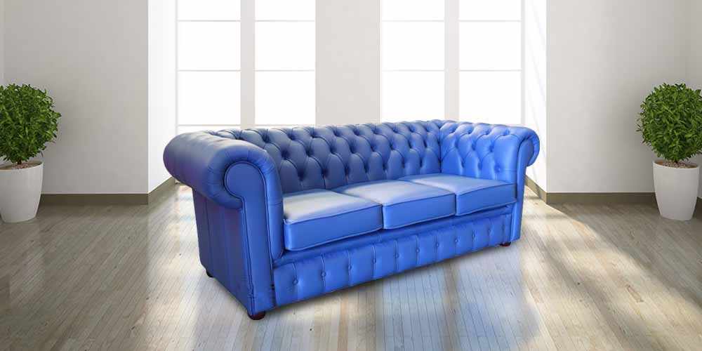 Blue Chester Vintage Style Sofa 3 Seater sofa | DesignerSofas4U