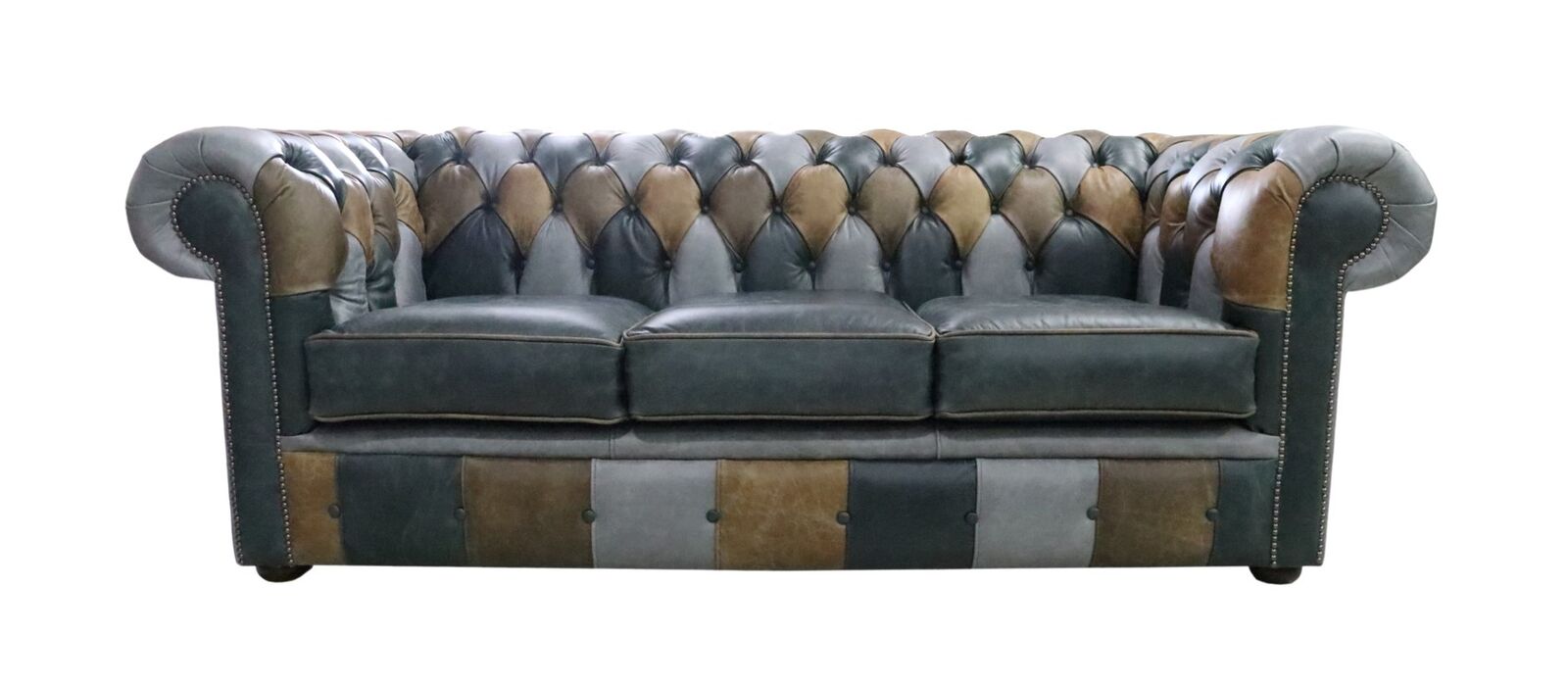 Product photograph of Chesterfield 3 Seater Vintage Patchwork Leather Cracked Wax Sofa Settee from Designer Sofas 4U