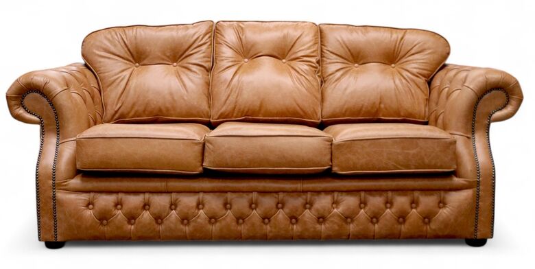Classic Tufted Leather Era Chesterfield Sofa Tan – Vintage Charm Meets Modern Comfort 3 Seater