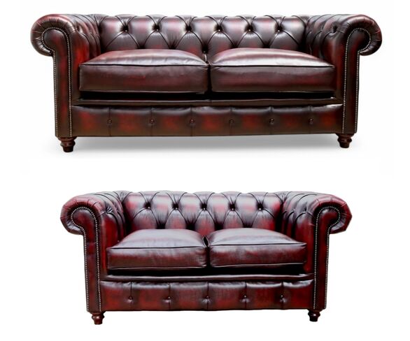 Duke Chesterfield 3+2 Seater Sofa Suite Antique Oxblood Leather