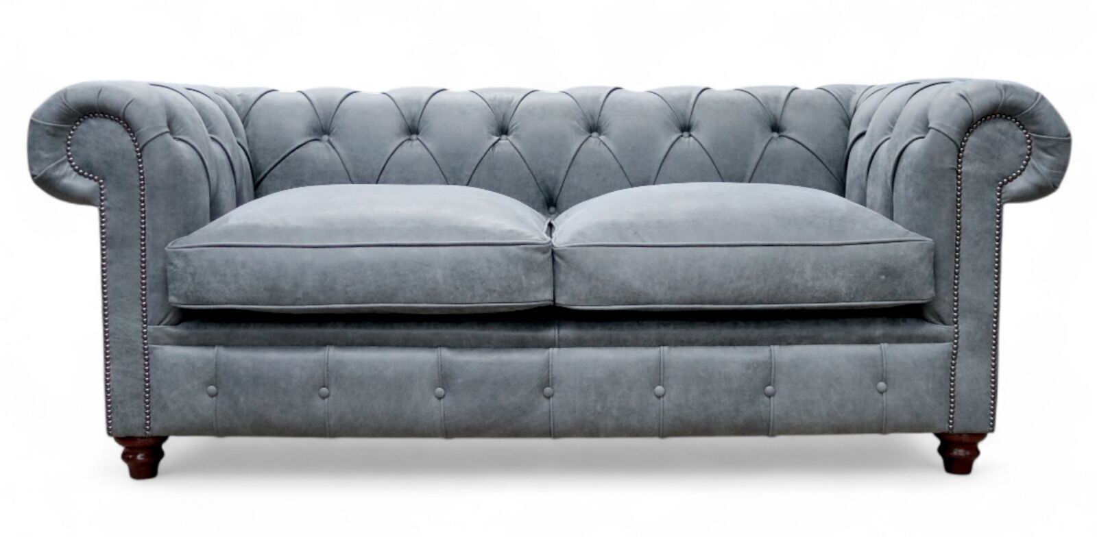 Duke Chesterfield 3 Seater Sofa Cracked Wax Ash Grey Leather